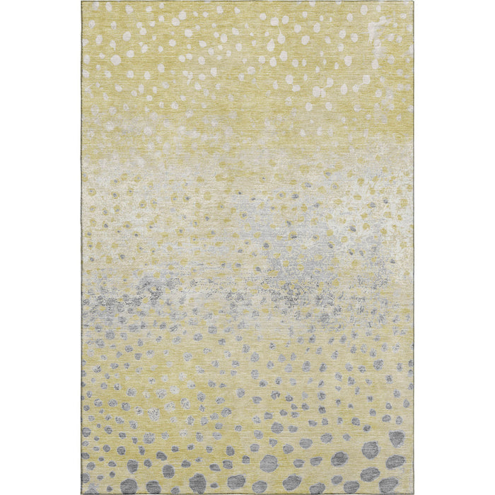 10' X 14' Polka Dot Washable Area Rug With UV Protection (693246) - Gold / Ivory / Gray