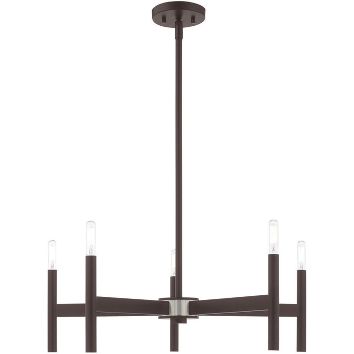 20'' 5-Light Dimmable Chandelier & Shades - Bronze
