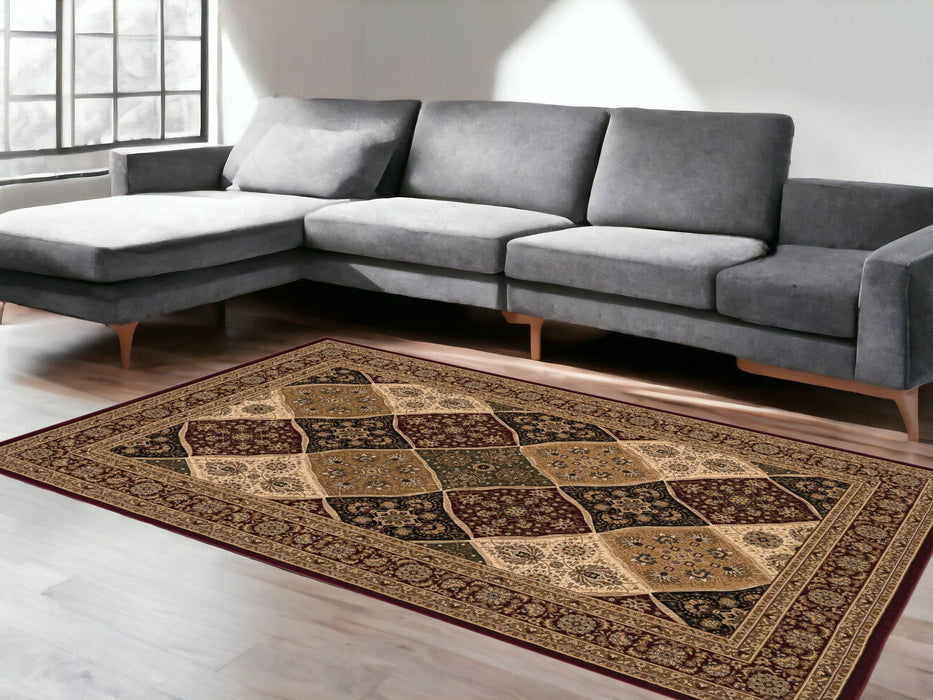 7.8' x 10.7' Oriental Power Loom Area Rug - Red And Beige