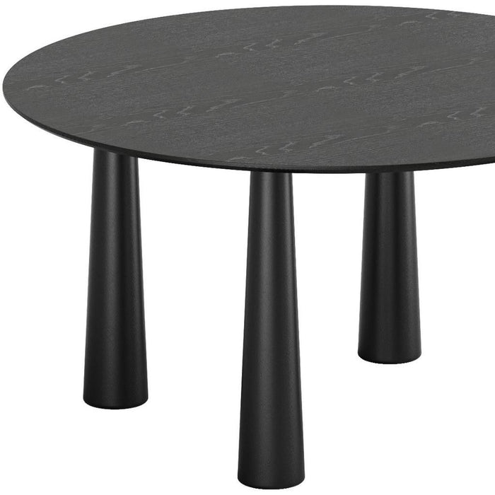 Solid Wood Round Top Dining Table - Black