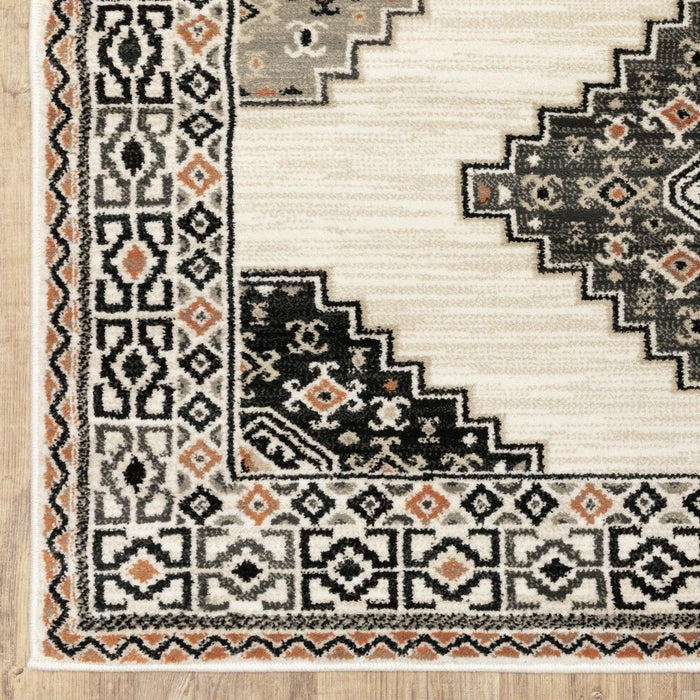 10' x 13' Abstract Geometric Indoor Area Rug - Ivory And Gray