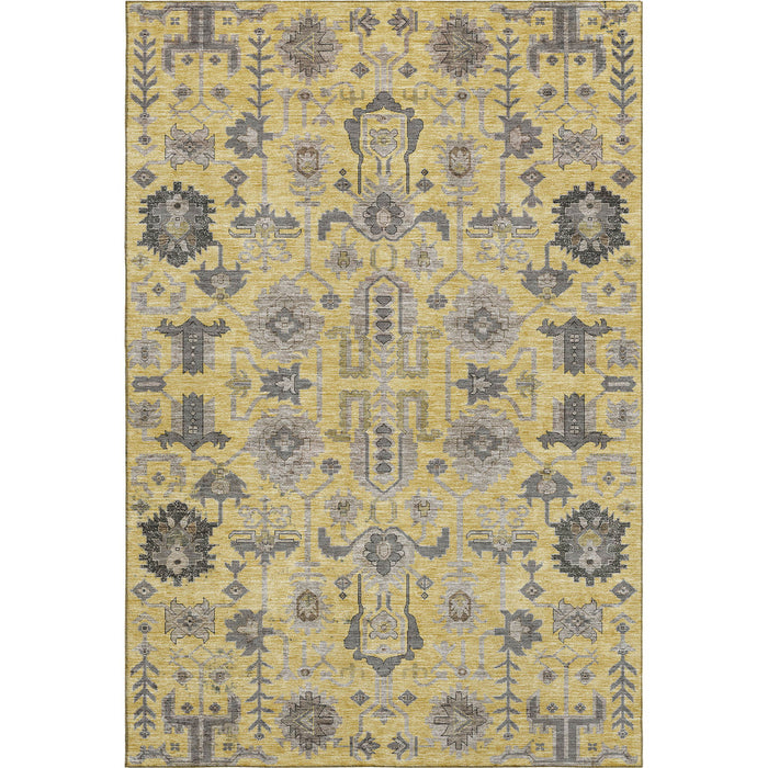 10' X 14' Oriental Washable Area Rug With UV Protection (656633) - Amber / Gray / Charcoal
