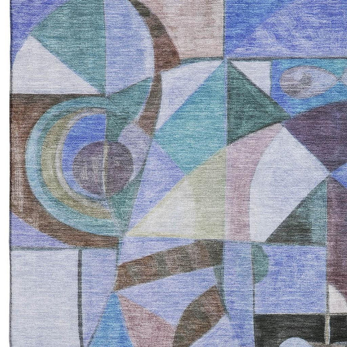 10' X 14' Abstract Washable Area Rug With UV Protection (700409) - Green / Blue / Ivory