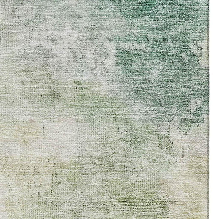 10' X 14' Abstract Washable Area Rug With UV Protection (687083) - Artichoke Green / Beige