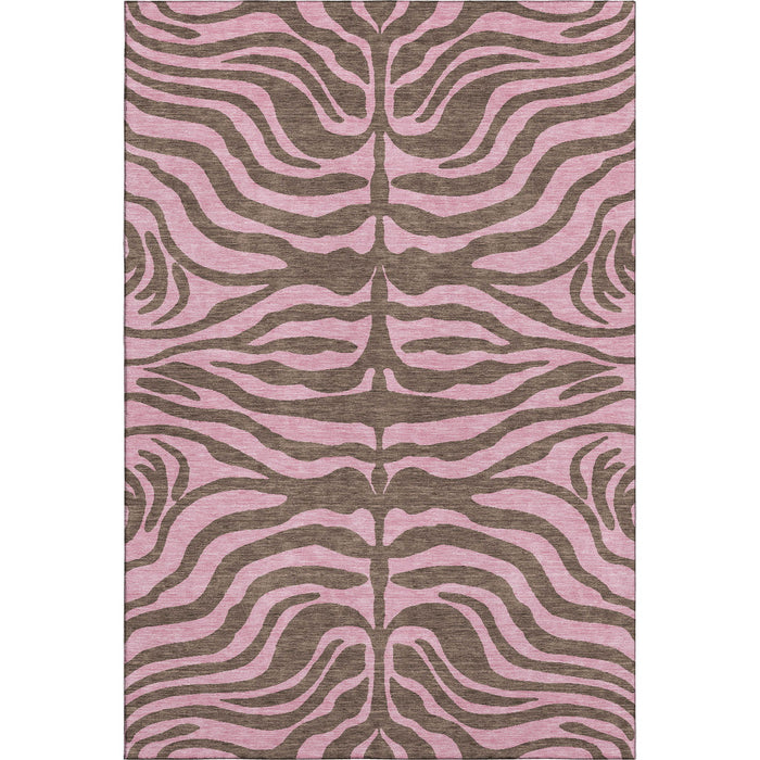 10' X 14' Animal Print Washable Area Rug With UV Protection (681821) - Brown / Pink