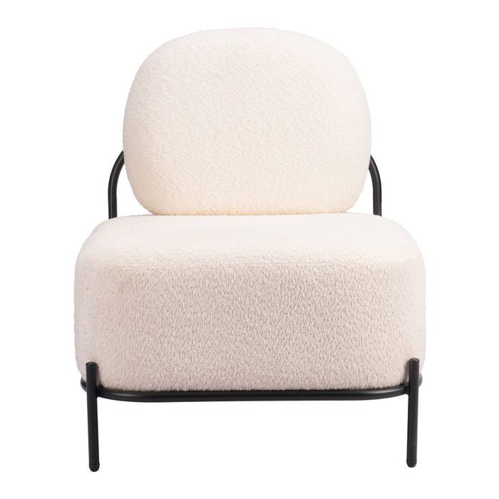 27" Modern Sherpa And Upholstered Side Chair - Vanilla