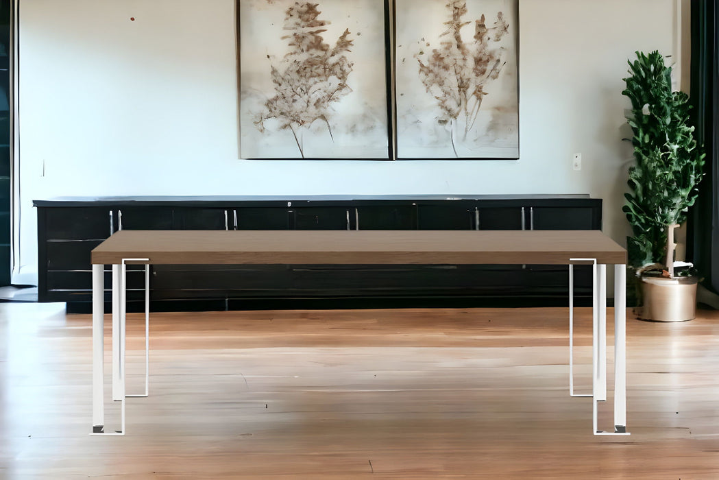 Wood Stainless Steel Dining Table - Brown / Silver