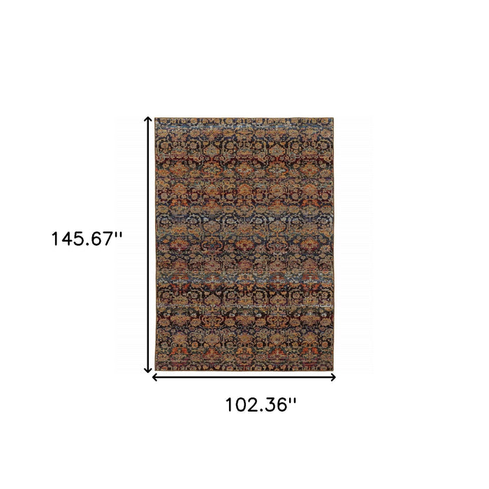 9' x 12' Abstract Power Loom Area Rug - Blue And Brown