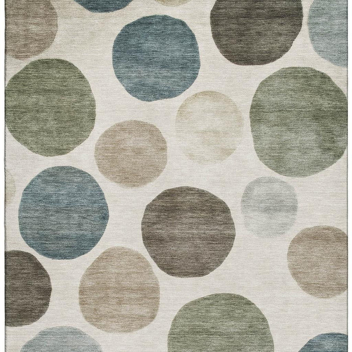 10' X 14' Geometric Washable Area Rug With UV Protection (716827) - Ivory / Teal