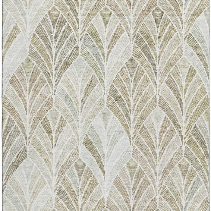 10' X 14' Geometric Washable Area Rug With UV Protection (667611) - Khaki / Beige / Ivory