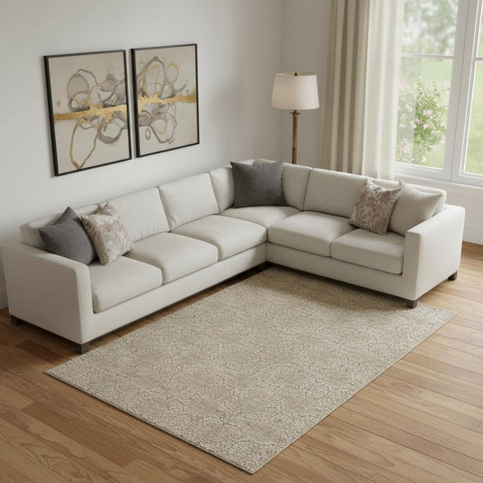 10' X 14' Damask Washable Area Rug With UV Protection (705971) - Copper / Beige