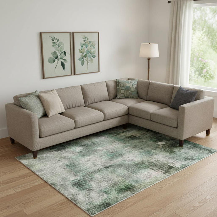 10' X 14' Abstract Washable Area Rug With UV Protection (708469) - Teal / Purple / Gold