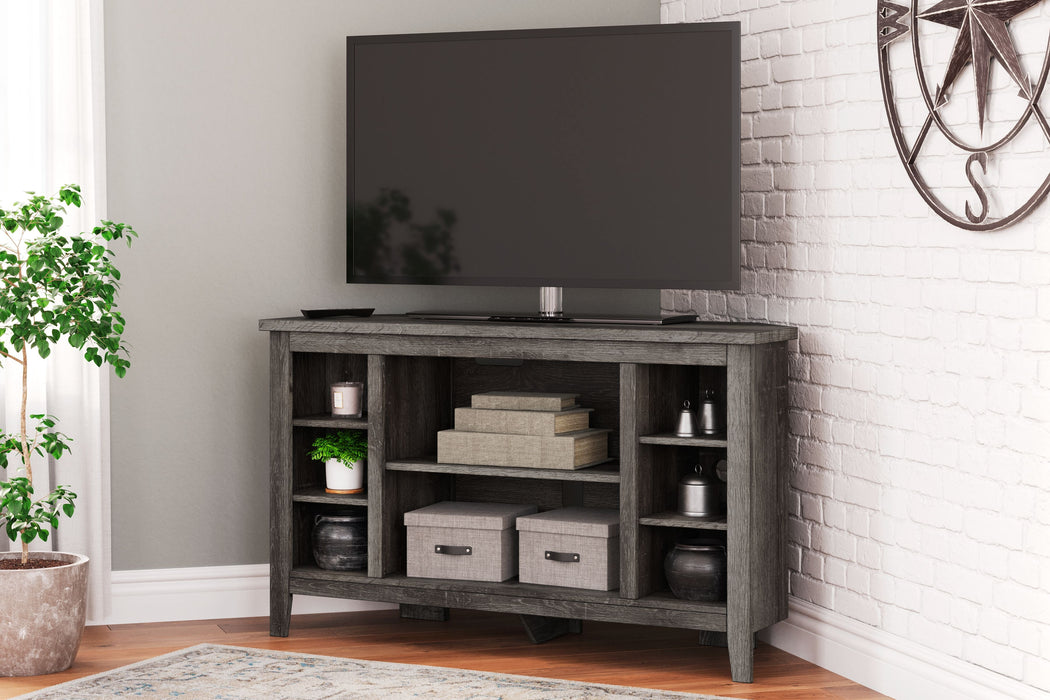 Arlenbry - Gray - Corner TV Stand/Fireplace Opt