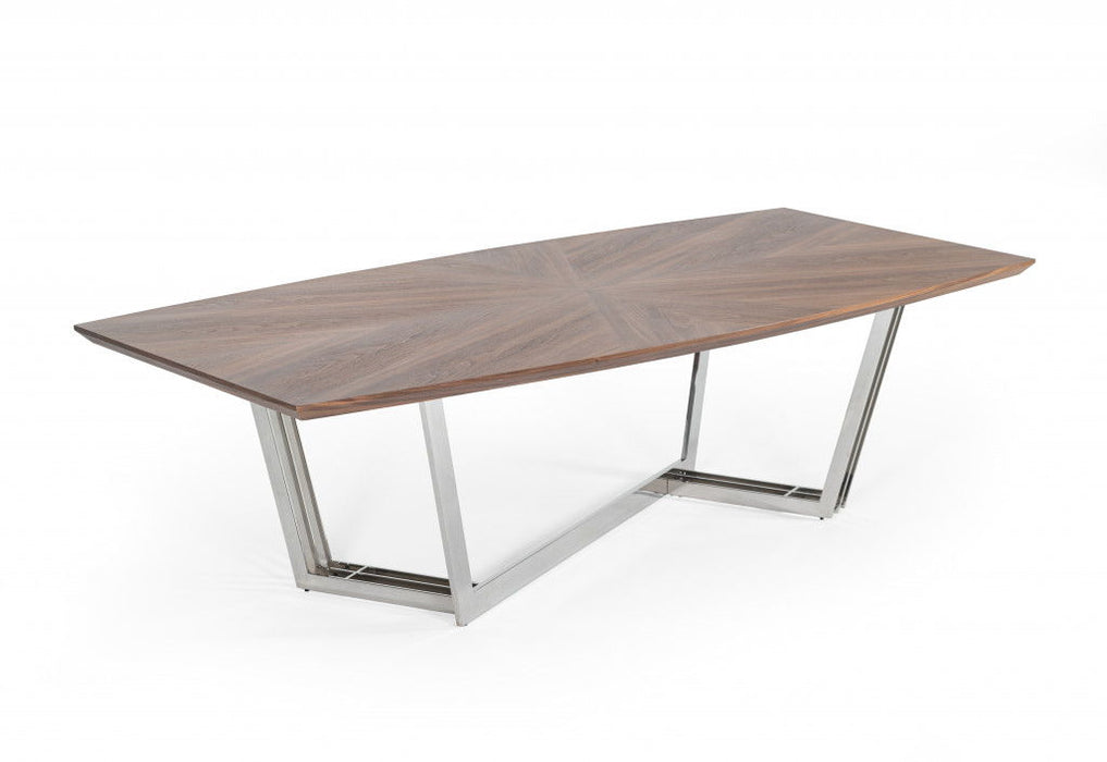 107" Rectangular Manufactured Wood And Iron Dining Table - Brown