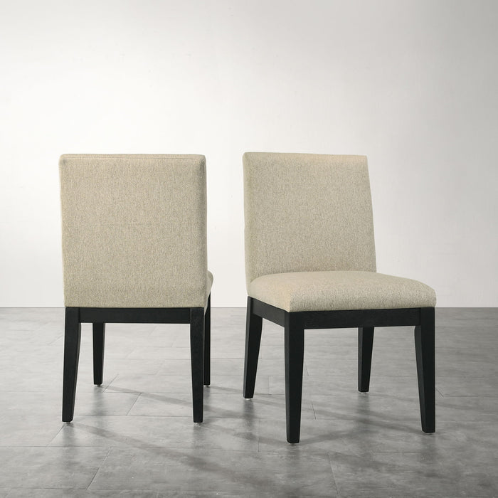 Set of two beige Roundhill Furniture Rocco contemporary solid wood dining chairs by Giga, with cushioned seats and sleek design.