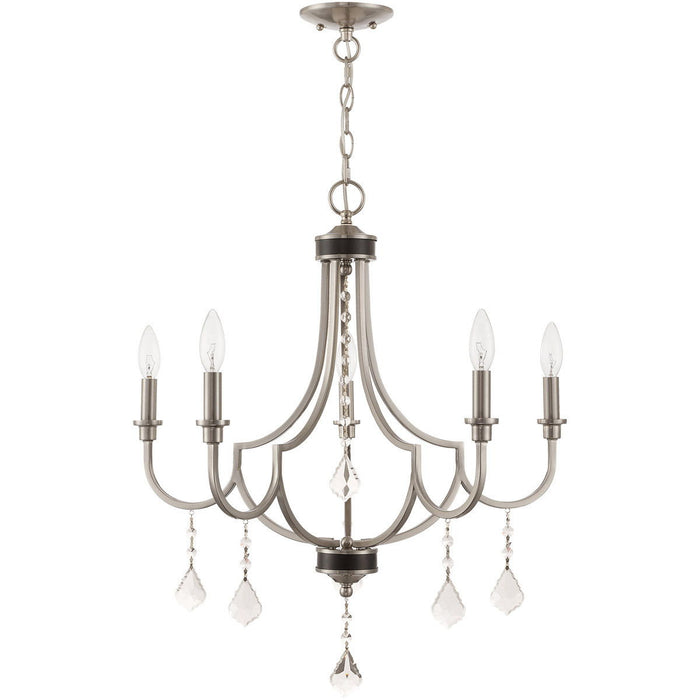 27'' Five-Light Dimmable Chandelier With Shades - Nickel