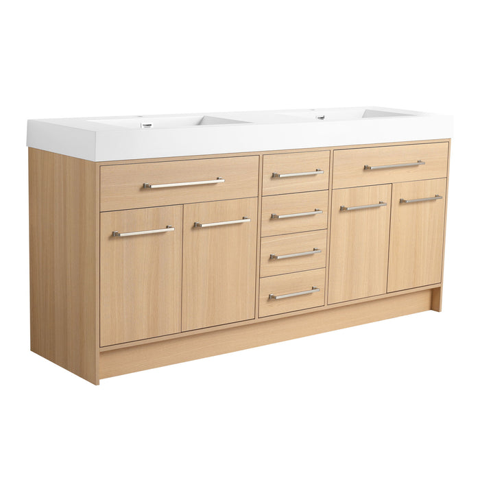Giga freestanding bathroom vanity with resin sink, soft-closing doors and drawers, modern design with sleek finish.