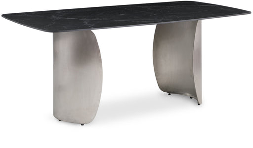 Niya dining table by Meridian Furniture with a sleek wooden surface and modern design, suitable for contemporary dining rooms.