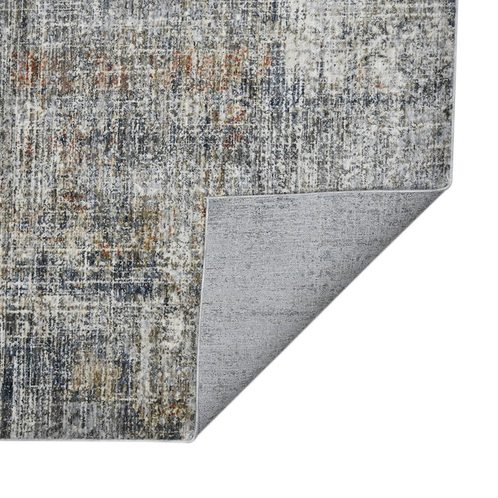 8' x 10' Abstract Power Loom Area Rug - Ivory Navy And Gray