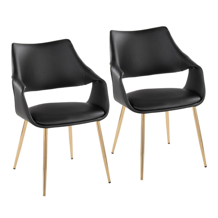 Curvo - High Back Upholstered Chair (Set of 2) - Gold Metal Legs