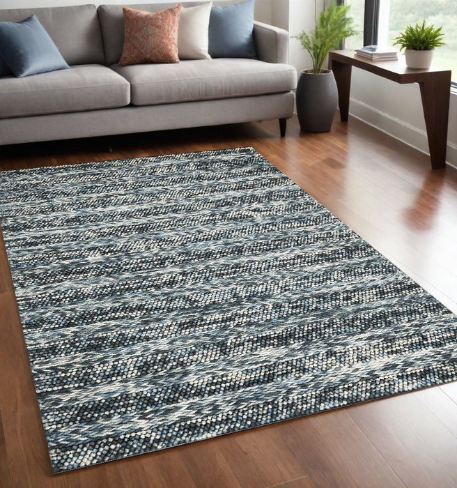 60" x 84" Wool Rug - Blue