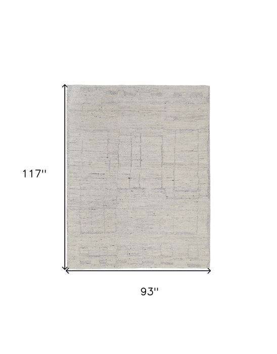 7.8' x 9.8' Abstract Hand Woven Worn Faded Wool Blend Area Rug - Gray And Ivory