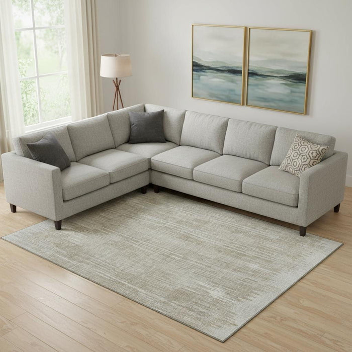10' X 14' Striped Washable Area Rug With UV Protection (670994) - Beige / Taupe