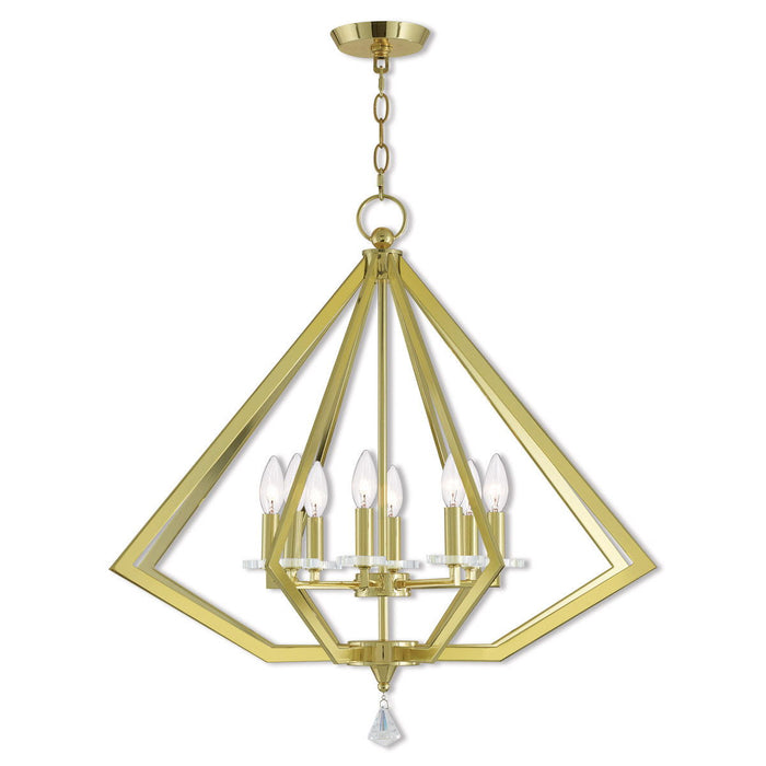 28" Eight Light Dimmable Chandelier With Shades - Brass