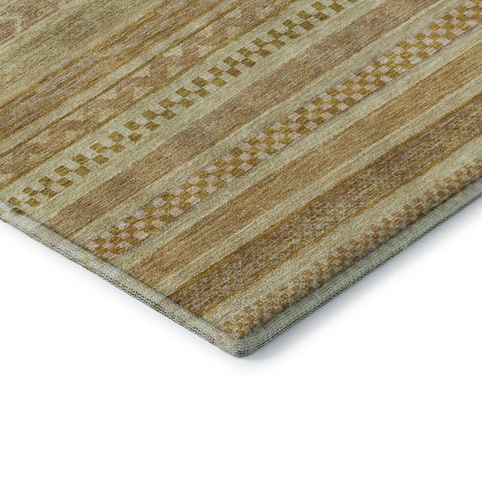 10' X 14' Striped Washable Area Rug With UV Protection (695204) - Salmon / Gold / Beige
