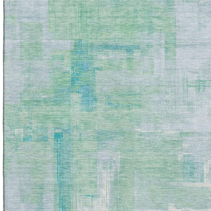 10' X 14' Abstract Washable Area Rug With UV Protection (693102) - Sky Blue / Ivory / Teal