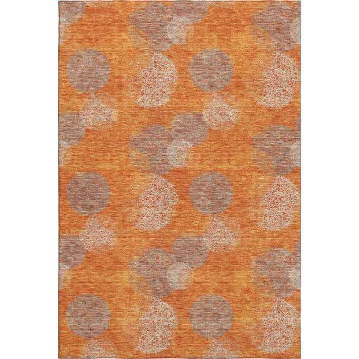 10' X 14' Abstract Washable Area Rug With UV Protection (677183) - Orange / Gray / Silver