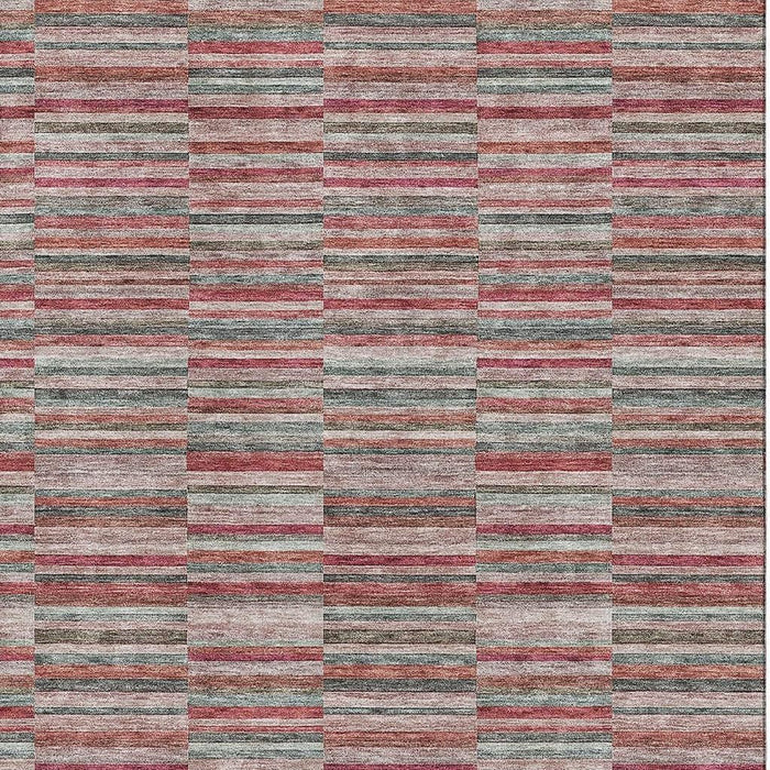 10' X 14' Copper Striped Washable Area Rug With UV Protection - Red