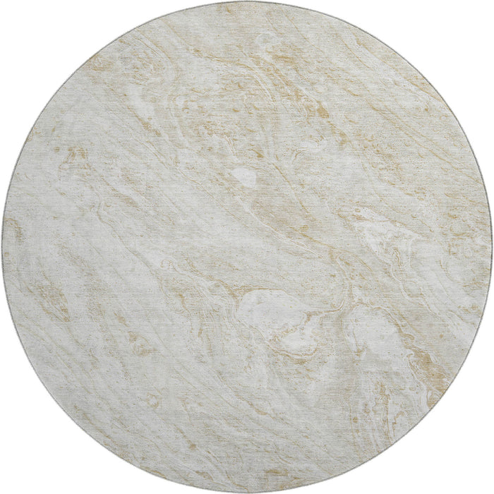 8' Abstract Washable Round Rug With UV Protection (653455) - Ivory / Beige