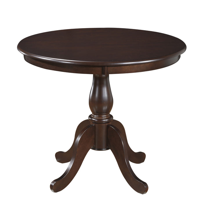 36" Rounded Solid Manufactured Wood And Solid Wood Pedestal Base Dining Table - Espresso