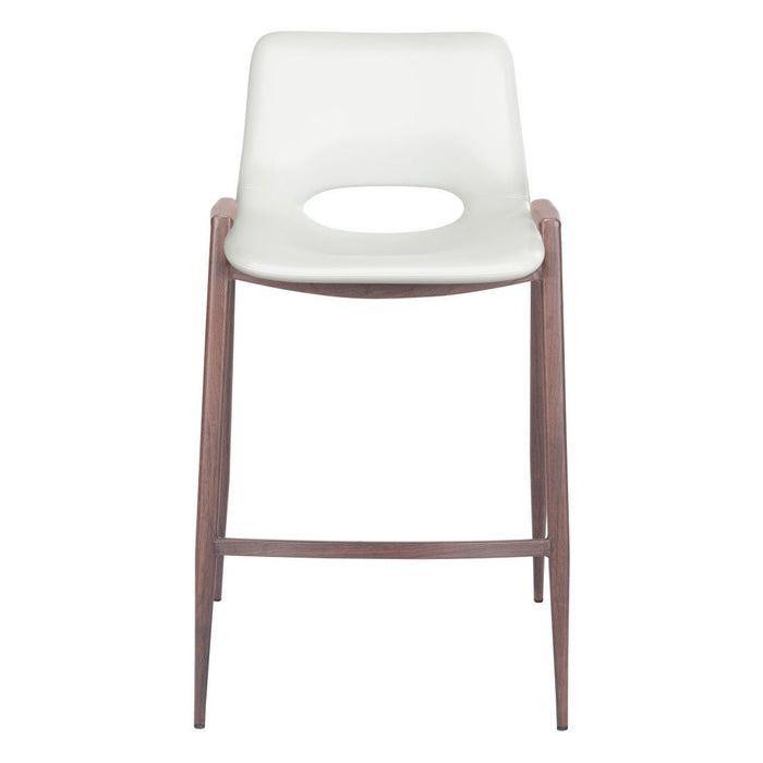 Steel Low Back Counter Height Bar Chairs (Set of 2) - White And Brown