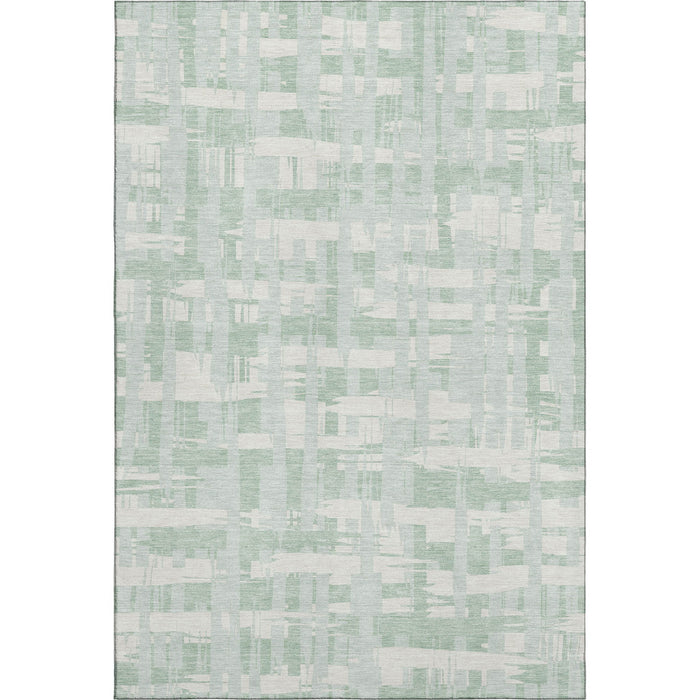 10' X 14' Striped Washable Area Rug With UV Protection (705695) - Mint Green / Ivory