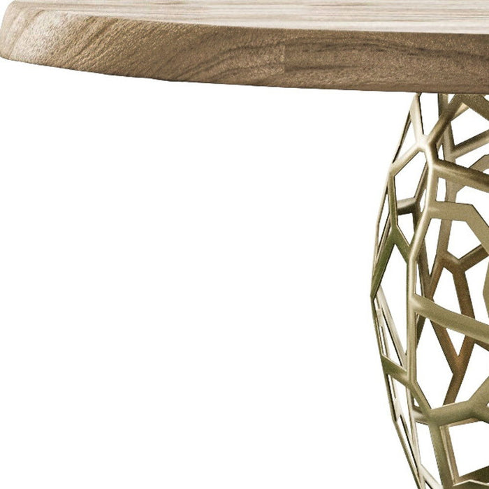 47" Acacia Live Edge Rounded Solid Wood And Dining Table - Brass