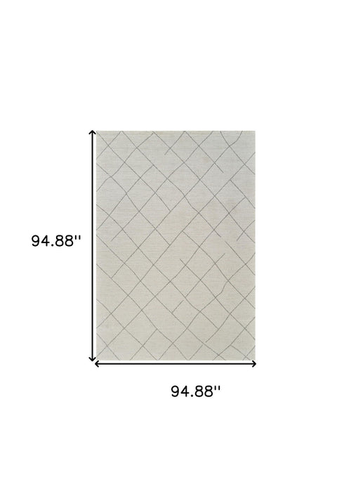 7.9' x 7.9' Abstract Distressed Polyester Area Rug - Cream And Beige