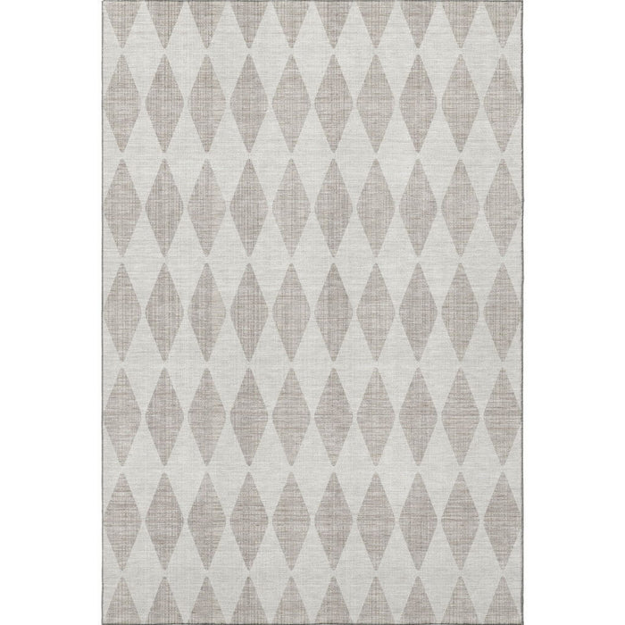 10' X 14' Diamond Washable Area Rug With UV Protection (650020) - Beige / Ivory