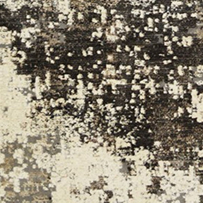 9' x 13' Abstract Distressed Area Rug With Fringe - Black