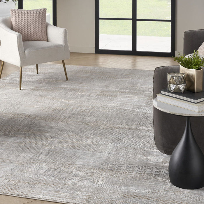 12' X 9' Abstract Non Skid Area Rug - Ivory / Gray