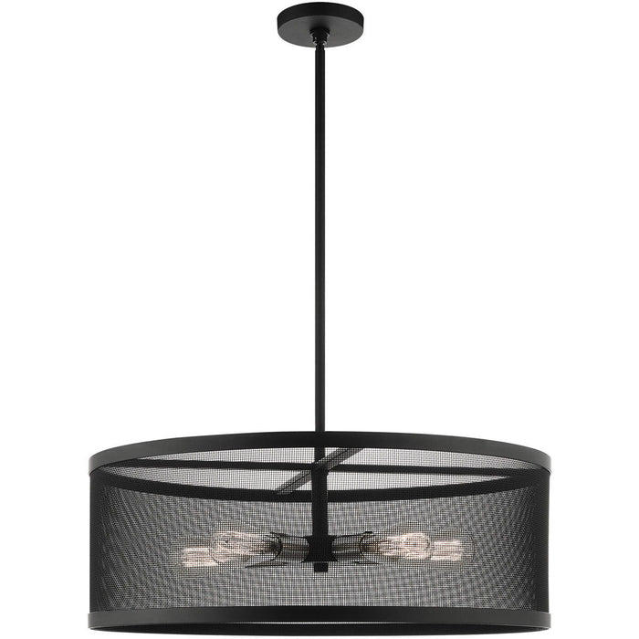 18'' Five Light Dimmable Chandelier With Shades - Black