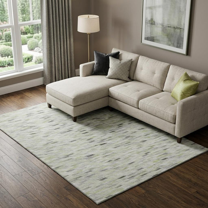 10' X 14' Geometric Washable Area Rug With UV Protection (696392) - Green / Gray / Ivory