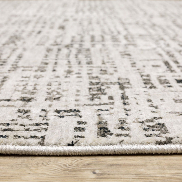 8' x 11' Abstract Power Loom Stain Resistant Area Rug - Ivory Gray Charcoal Brown And Beige