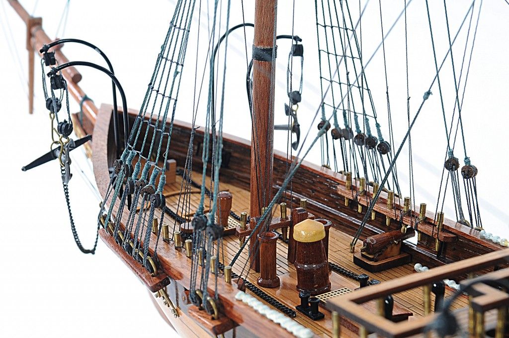 Hand Painted 1862 CSS Alabama Model Boat - Brown