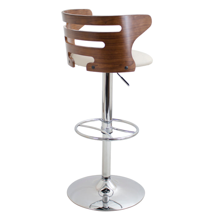 Cosini - Adjustable Barstool With Swivel - Walnut And Cream Faux Leather (Set of 2)
