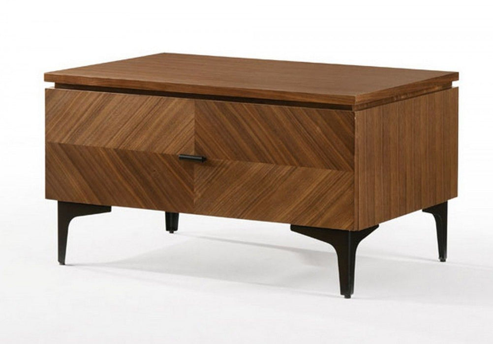 Mid Century Nightstand With Two Drawers - Walnut