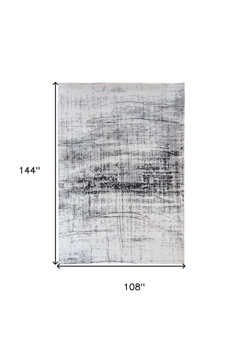 9' x 13' Abstract Non Skid Area Rug - Black And White