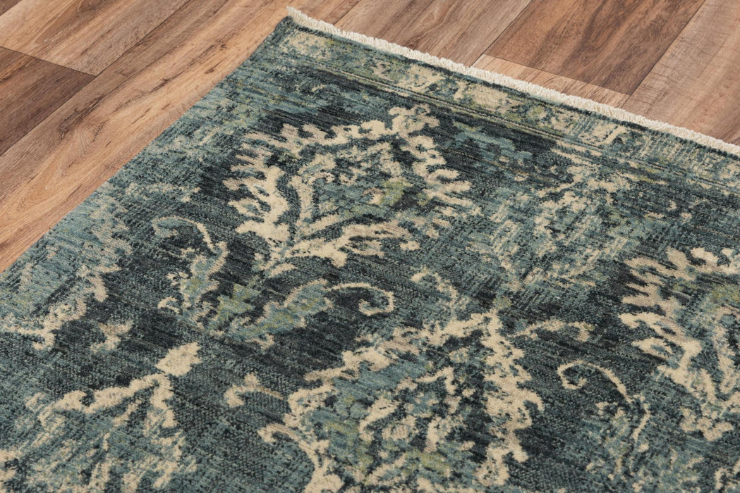 8' X 10' Wool Oriental Hand Carved Handmade Area Rug (747977) - Blue / Beige / Ivory