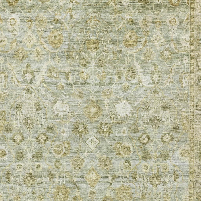 10' X 14' Oriental Washable Area Rug With UV Protection (700907) - Sage / Ivory